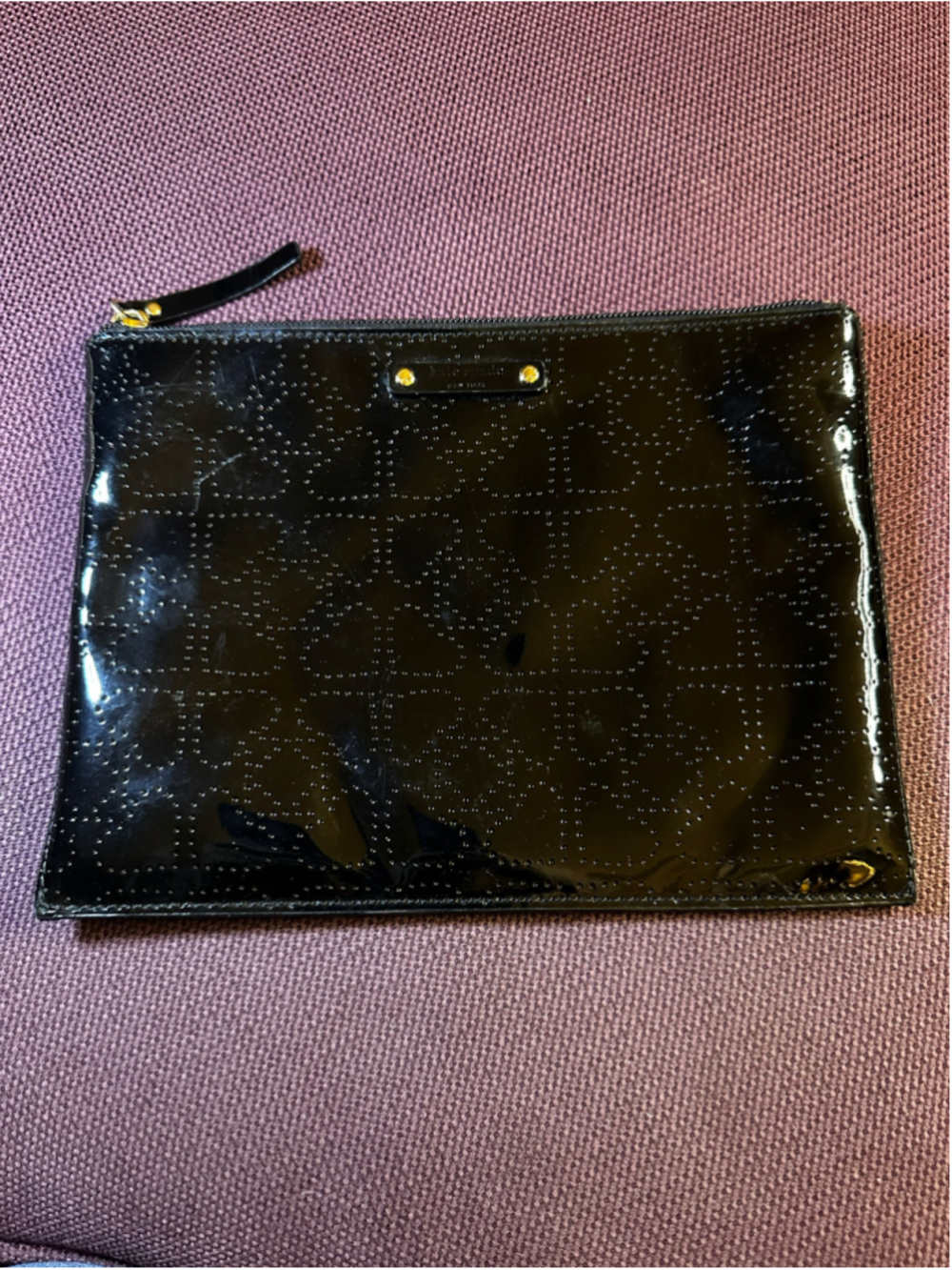 Kate Spade Black Zip Cosmetic Bag with Perforated Spades